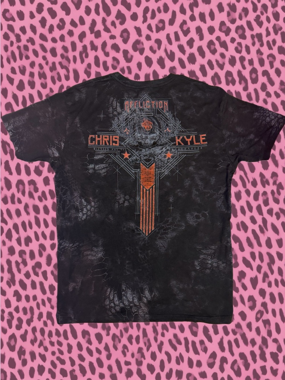 Affliction Black XXL Graphic Short-Sleeve Tee with Orange Accent Artwork